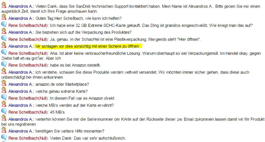 Chat mit SanDisk